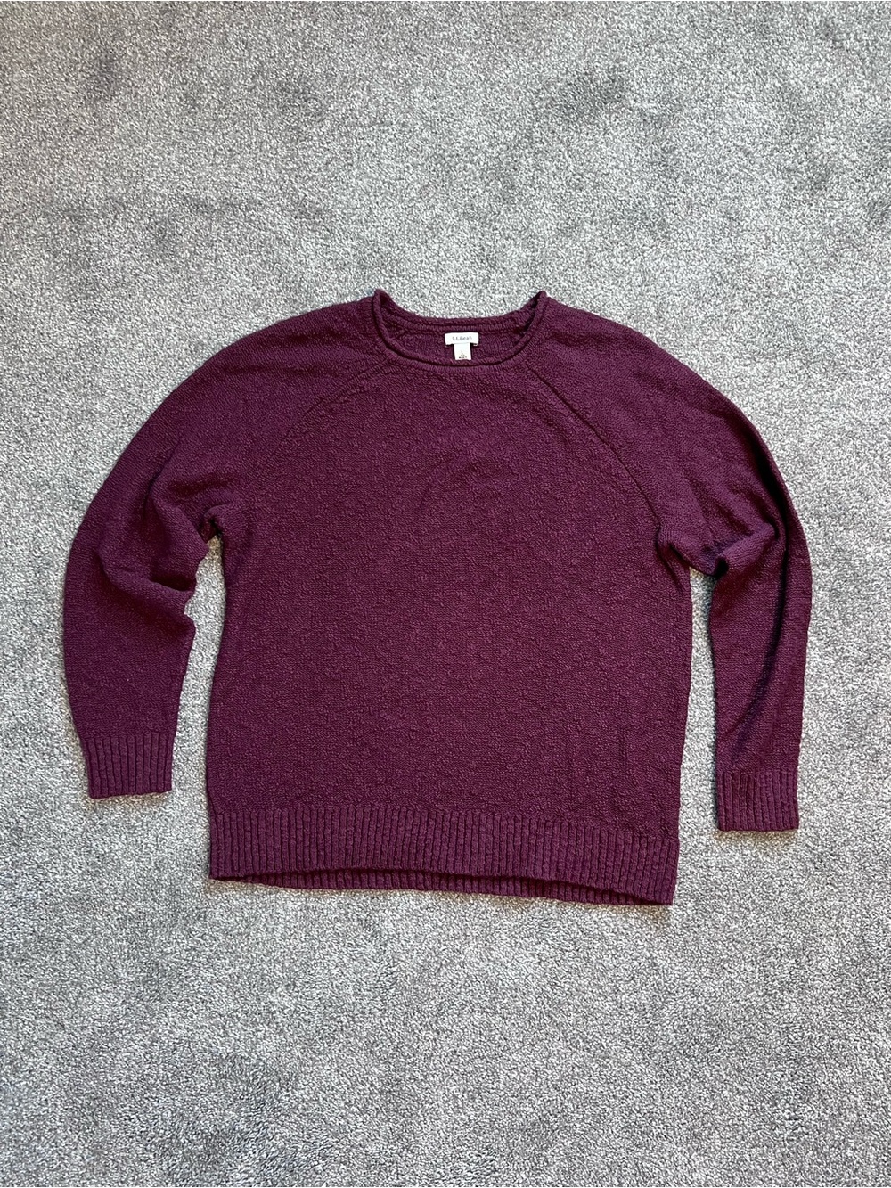L.L. Bean Burgundy Midweight Cotton Slub Rollneck Pullover Sweater Women’s L